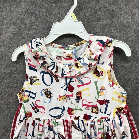 Powell Craft Girls 2T-3T Alphabet Dress Sleeveless Collared Ruffle Retro - Picture 3 of 9